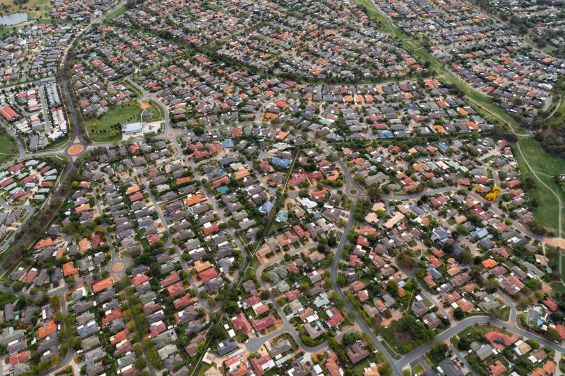 Suburban Canberra aerial shot