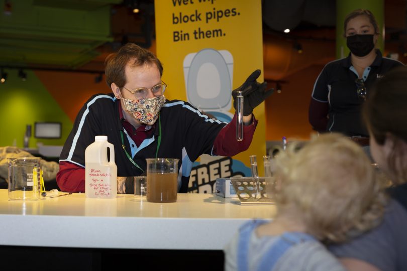 Man doing demonstration at Questacon