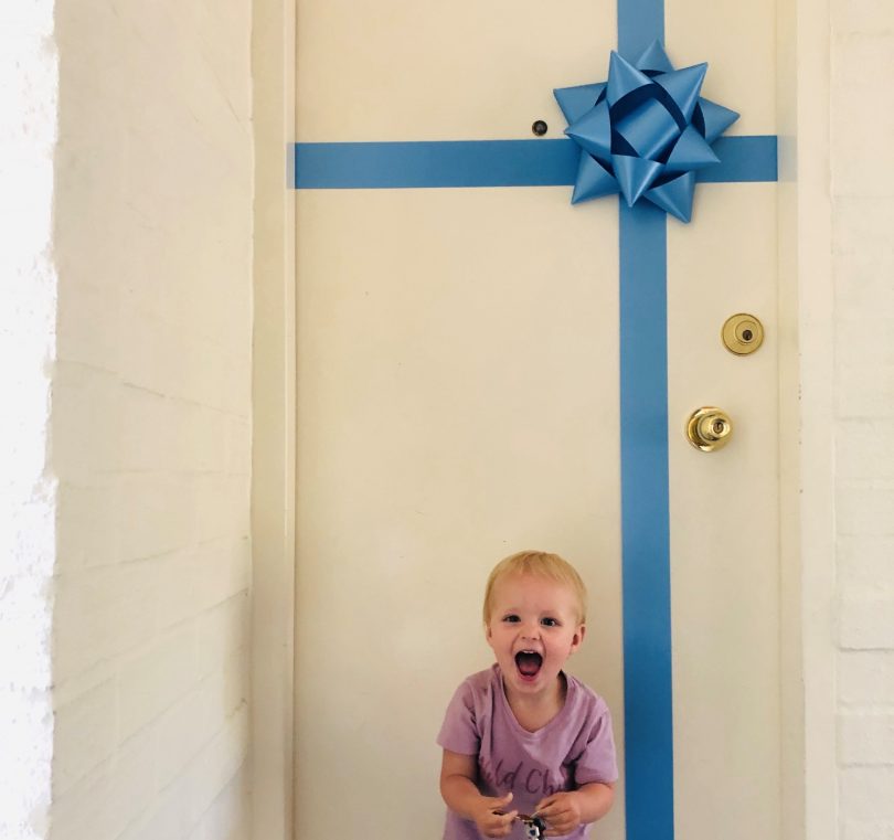 Child at front door