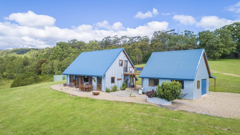 Two blue houses