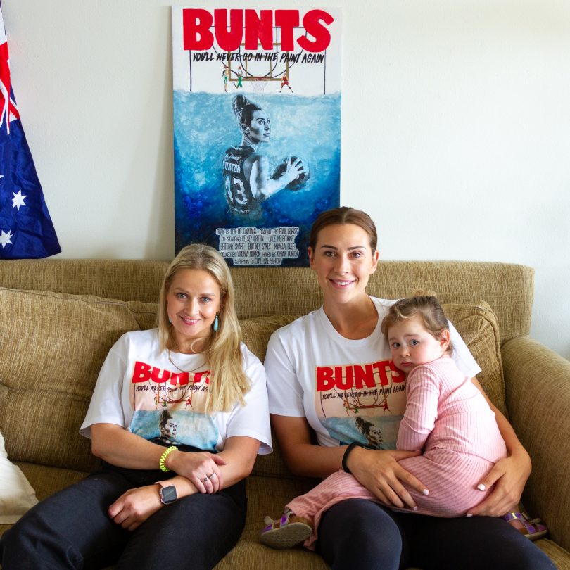 Emma Groves, Alex Bunton and daughter Opal 
