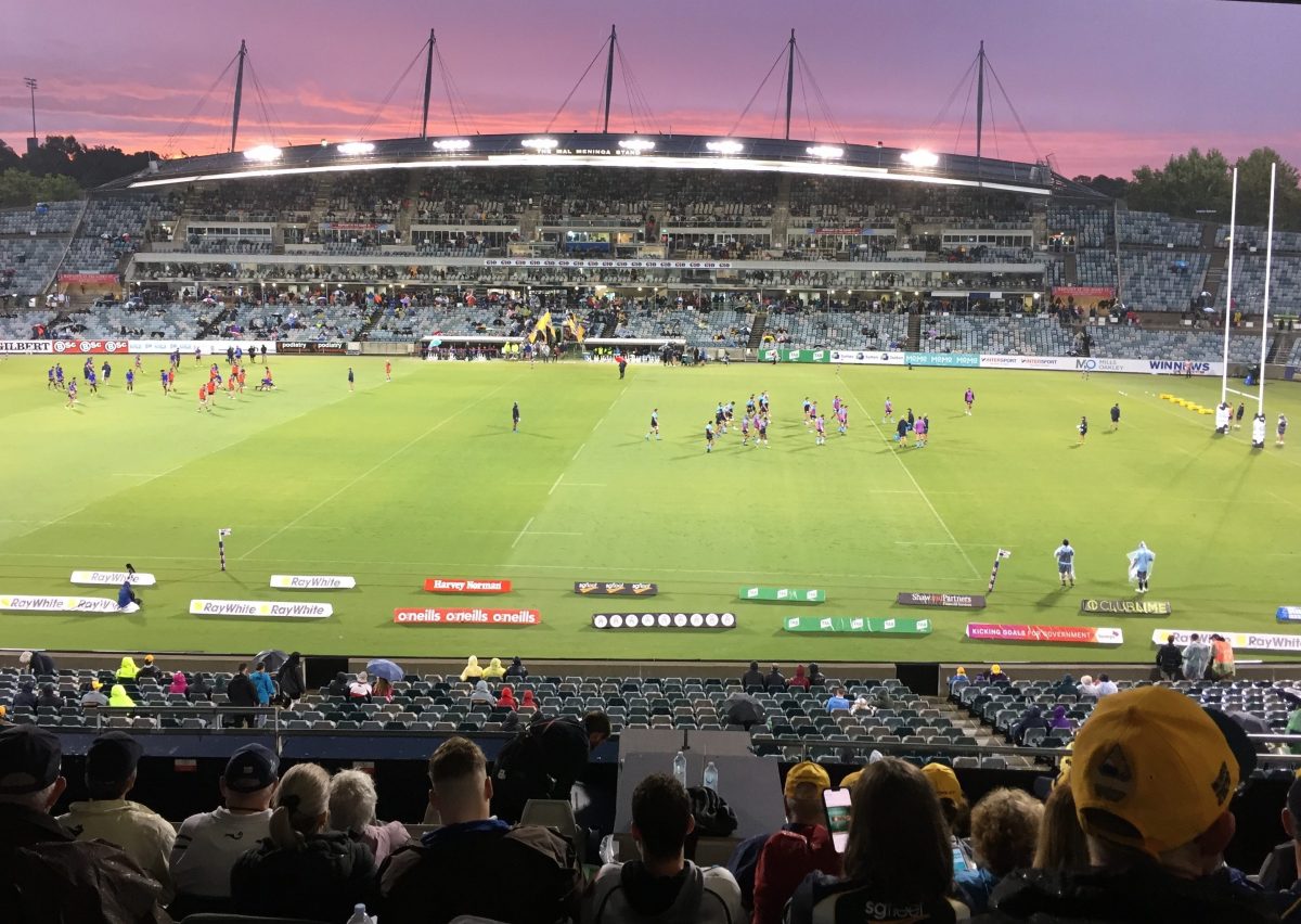 The Brumbies vs Waratahs game at Canberra Stadium