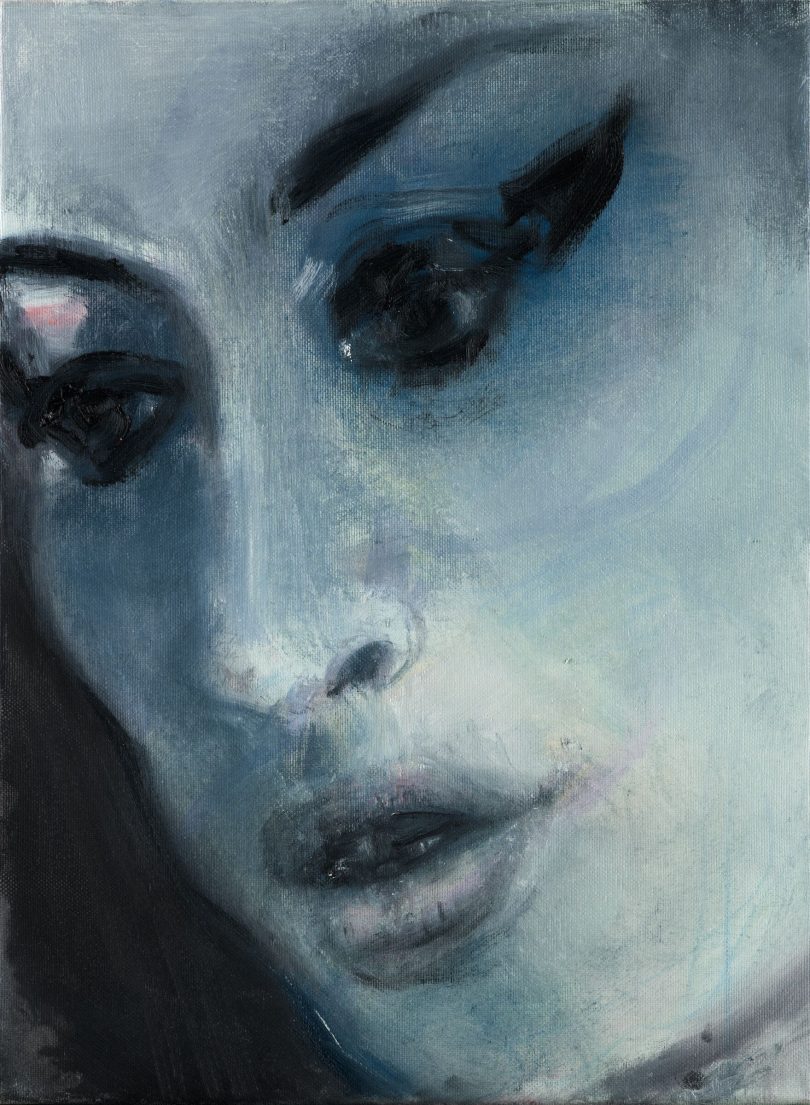 Blue portrait of woman