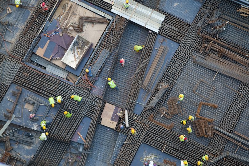 The construction of a large casino being built in Singapore