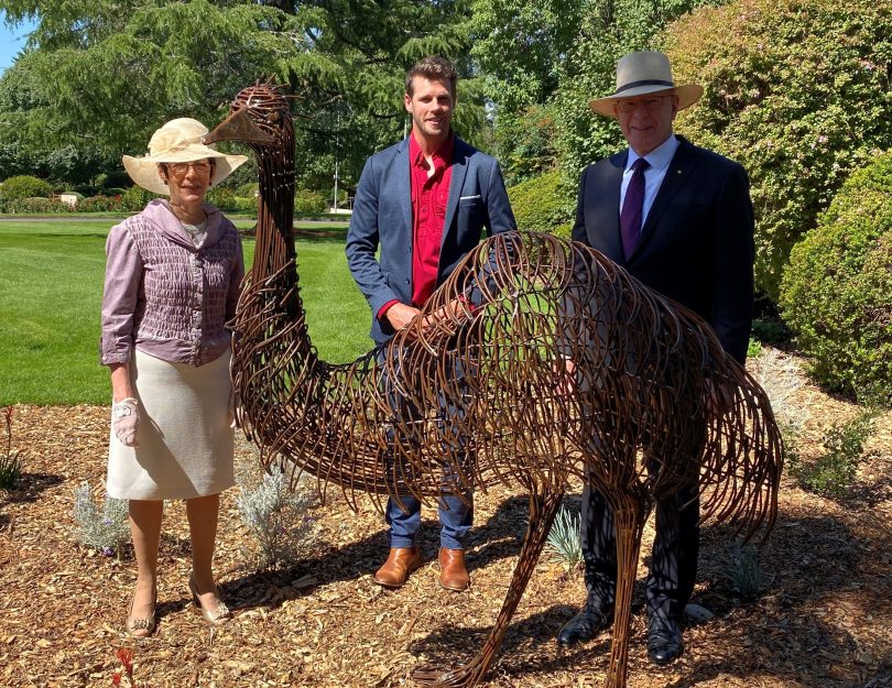 group with emu sculpture