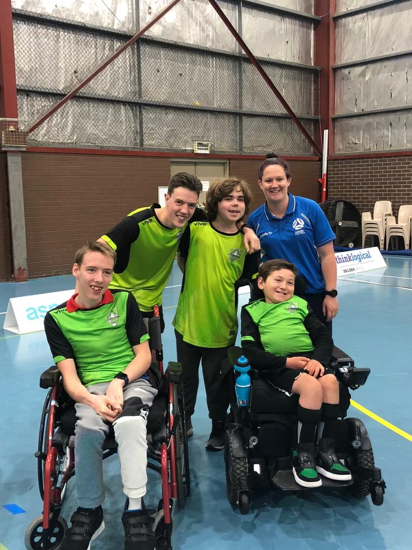 Kelly Stirton with Canberra United Powerchair team members