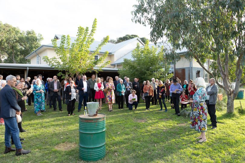 Crowd outside