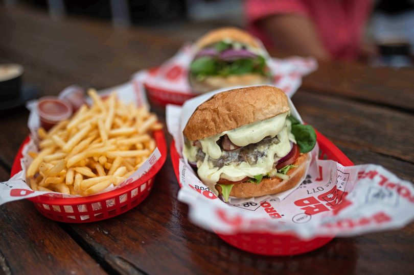 Burger and chips