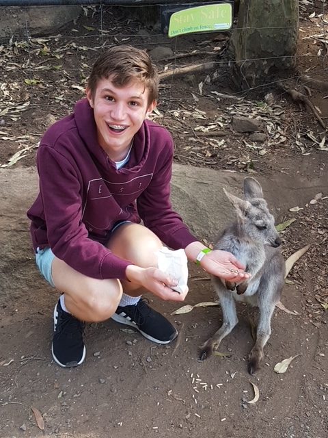 Adriaan Roodt with a kangaroo