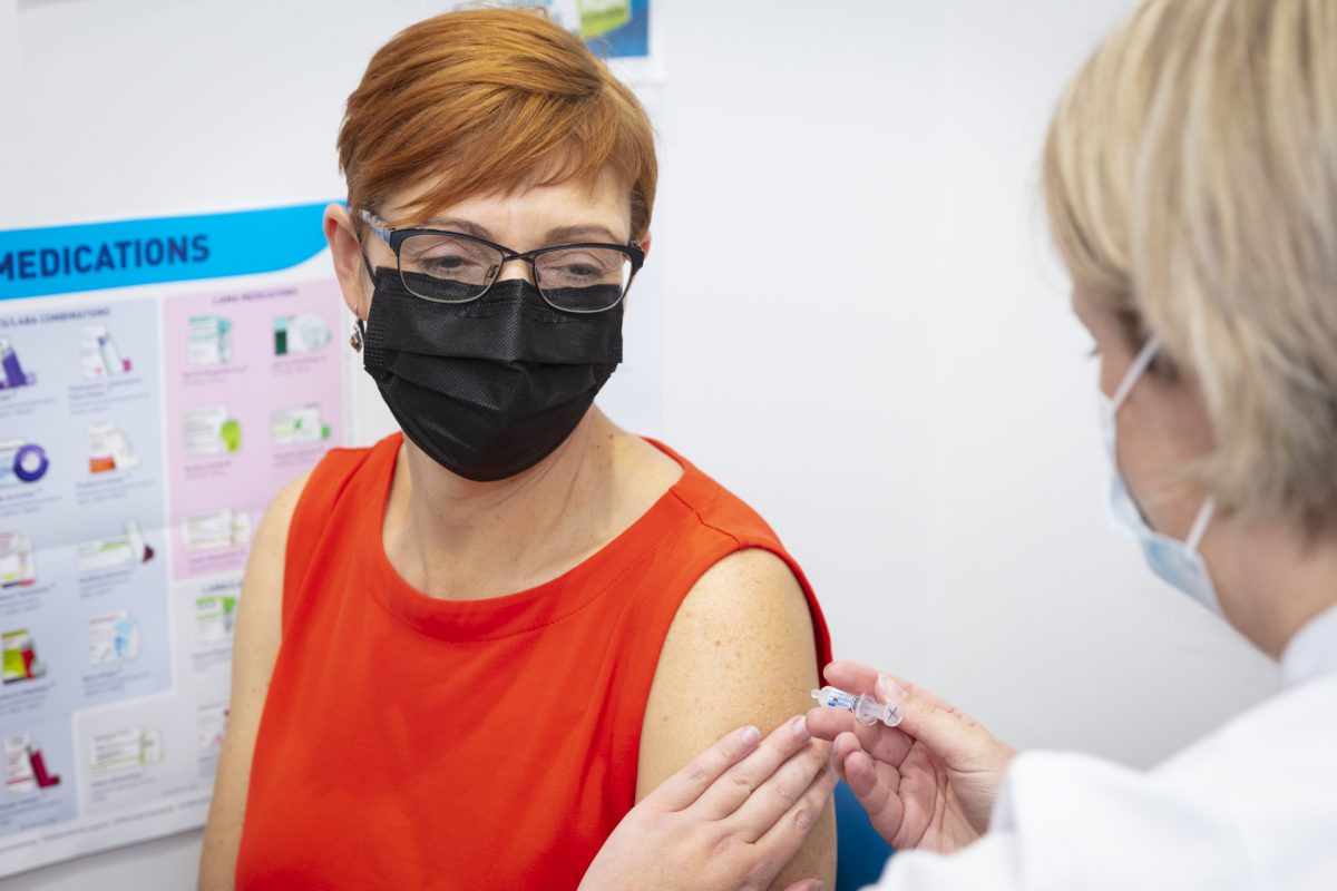 Rachel Stephen-Smith getting her flu jab