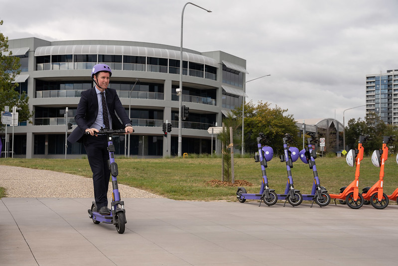 Chris Steel on a scooter