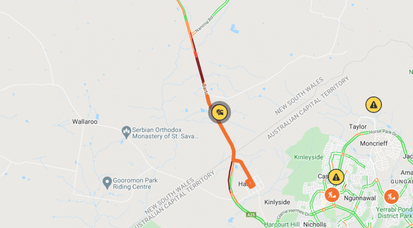 The Barton Highway is closed in both directions.