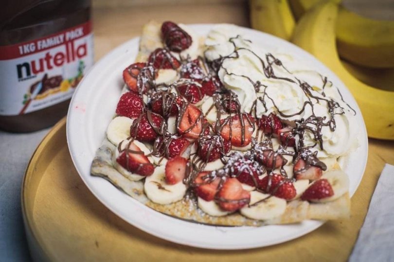 Strawberry and banana crepe