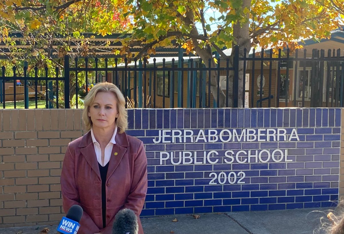 Nichole Overall outside Jerrabomberra Public School.