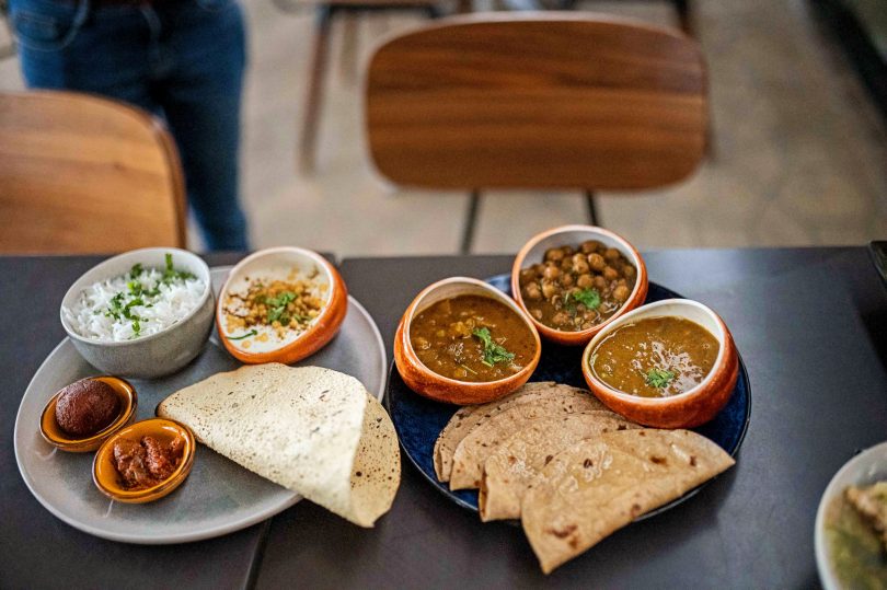 Indian food in small bowls