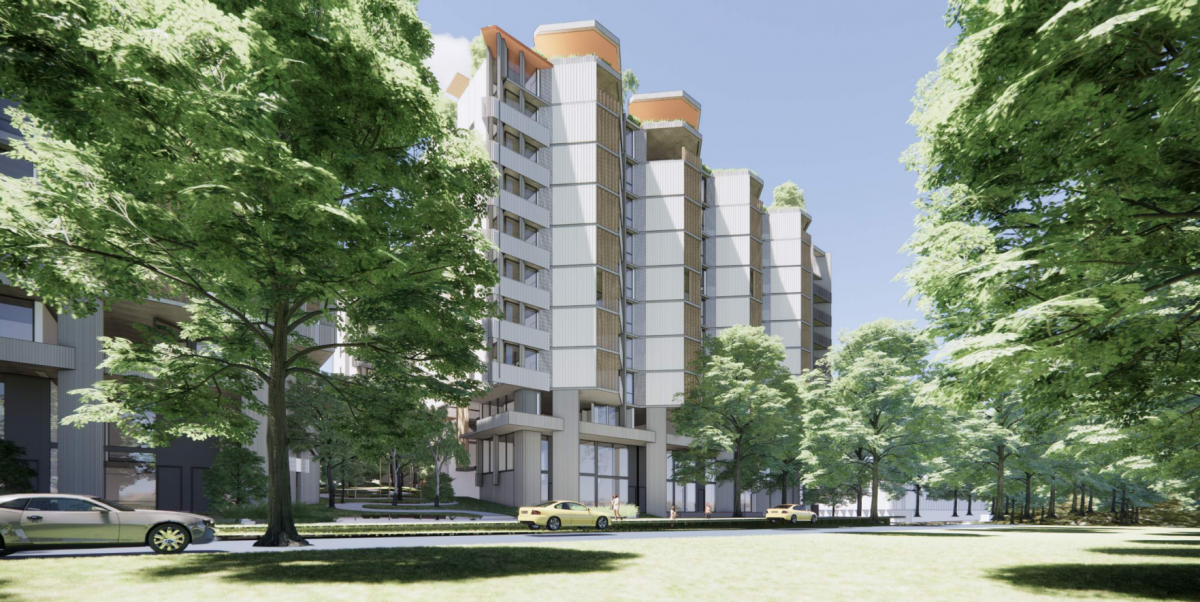 An artist's impression of the Belconnen proposal looking from Benjamin Way. 