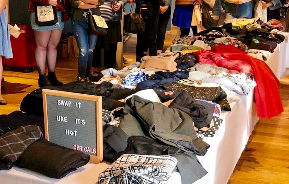 Clothes on a trestle table