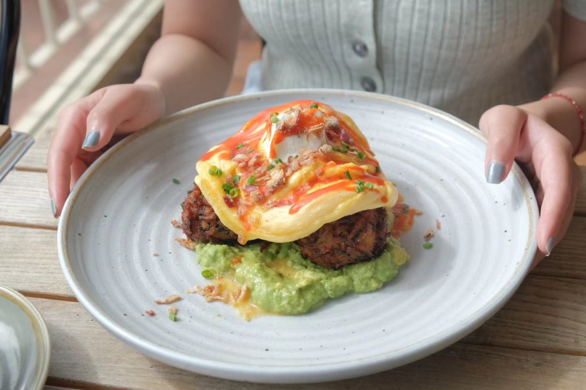 Scrambled eggs and avocado