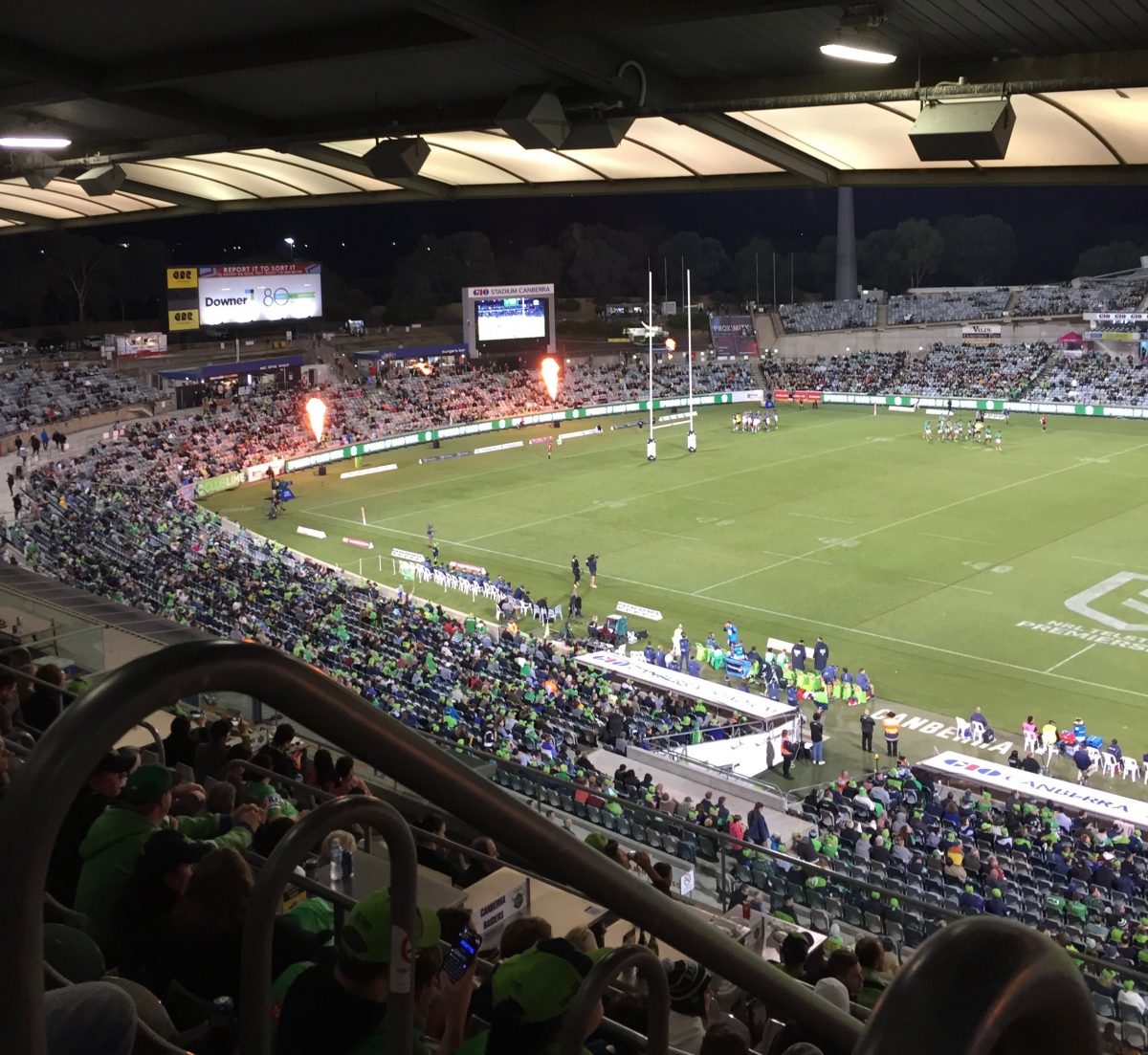 Raiders versus the Cowboys at Canberra Stadium