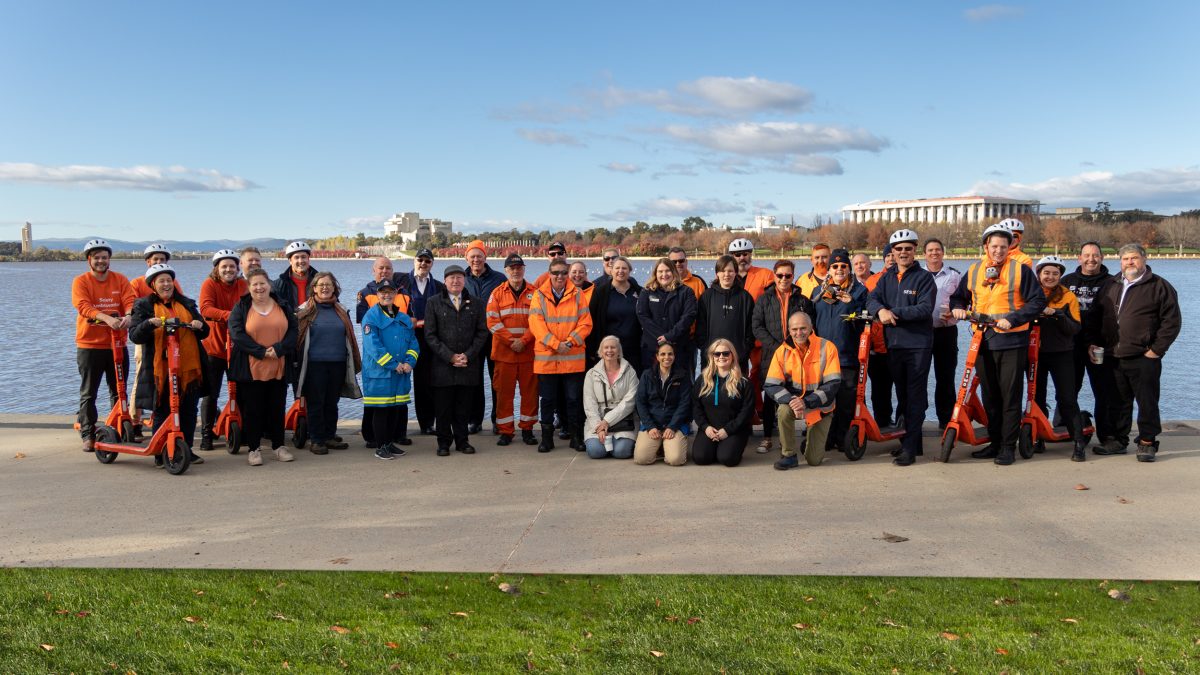 Emergency services volunteers gathered at Lake Burley Griffin for Wear Orange Wednesday. Photo: ACT ESA Media.