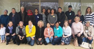 group of volunteers and students