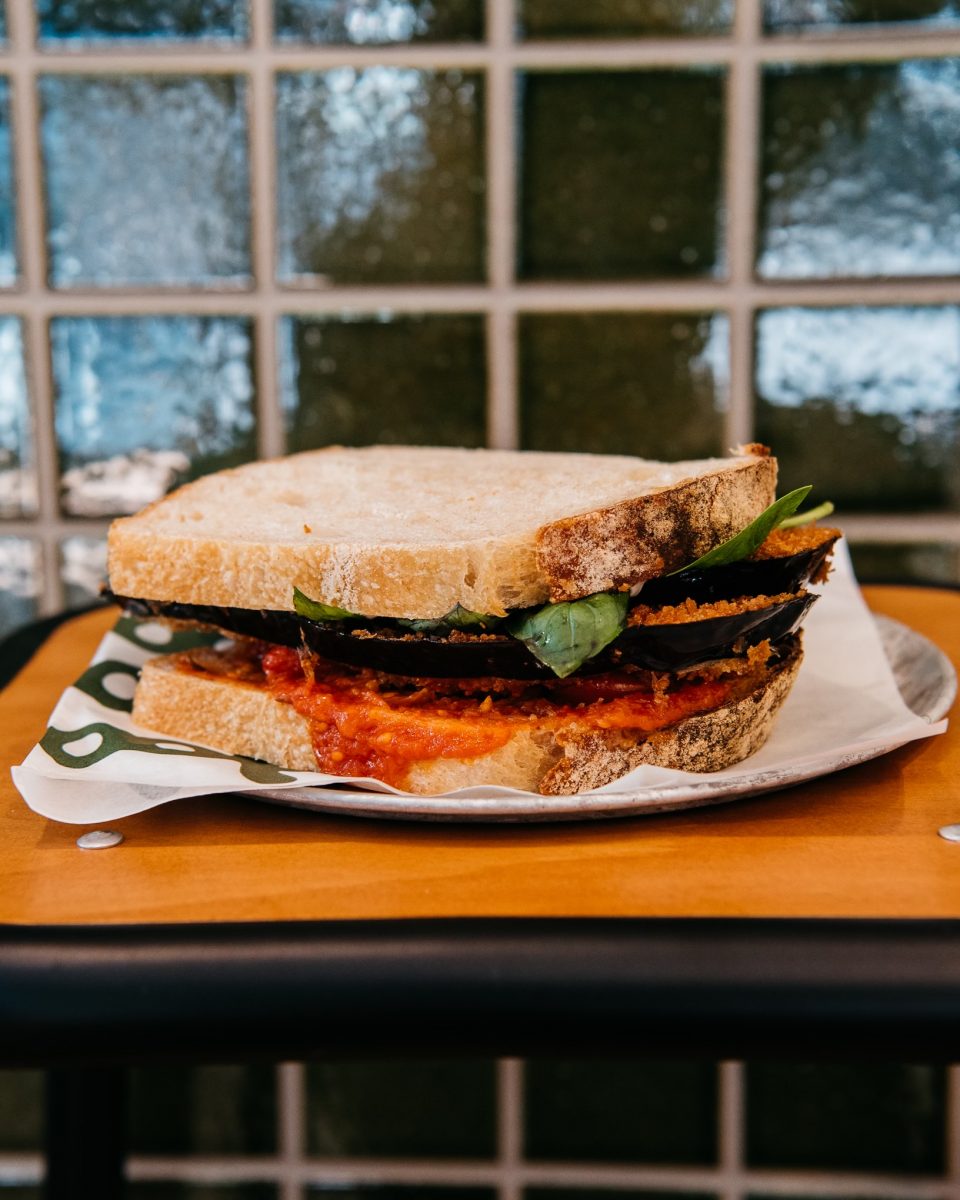 tasty eggplant sandwich