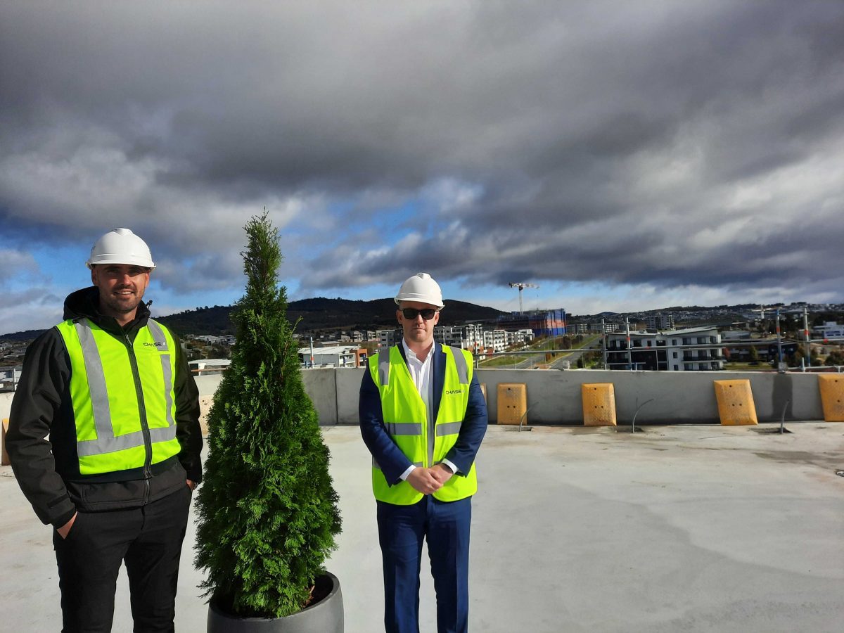 Crane Construction project manager Nick Mihalic and Zapari development manager Nathan Ross