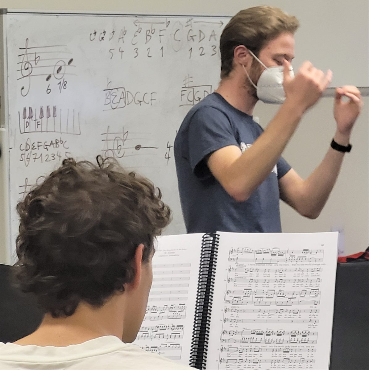 Conductor and pianist rehearsing