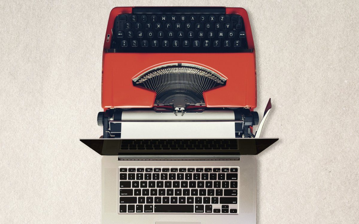 Typewriter and a laptop