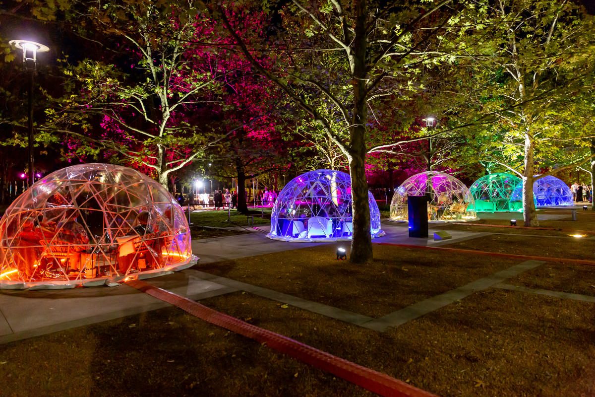 Questacon light-up igloos.