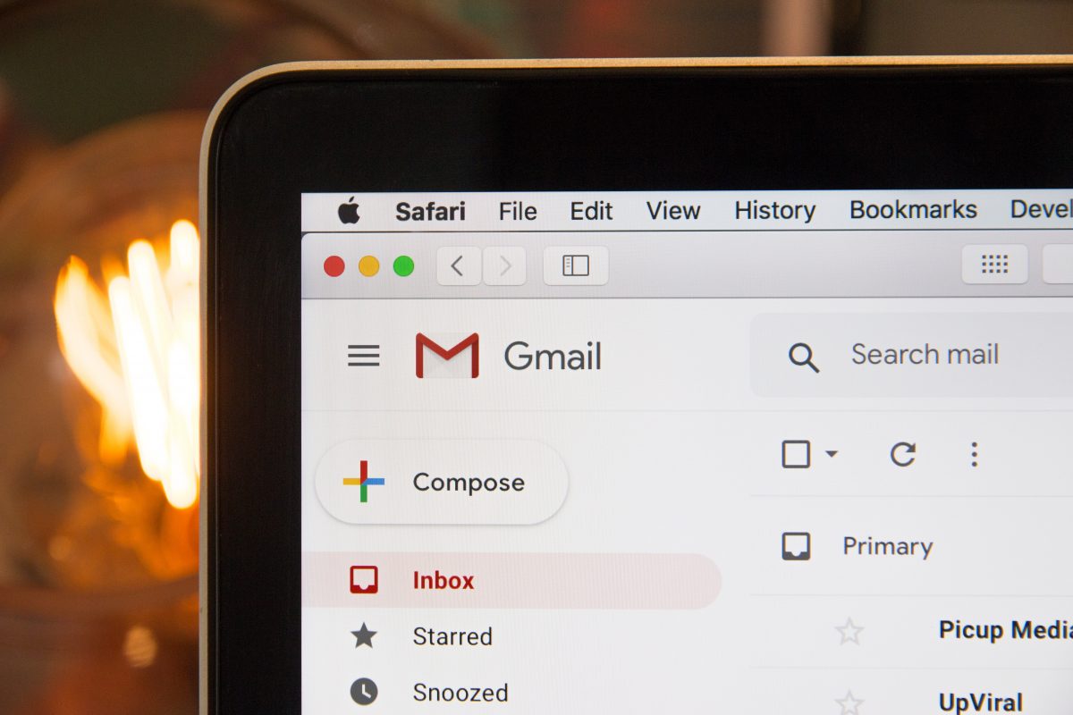Computer screen of a Gmail inbox.