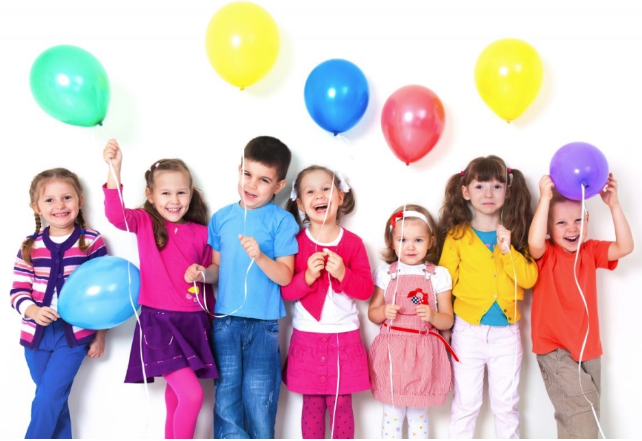 Children holding balloons