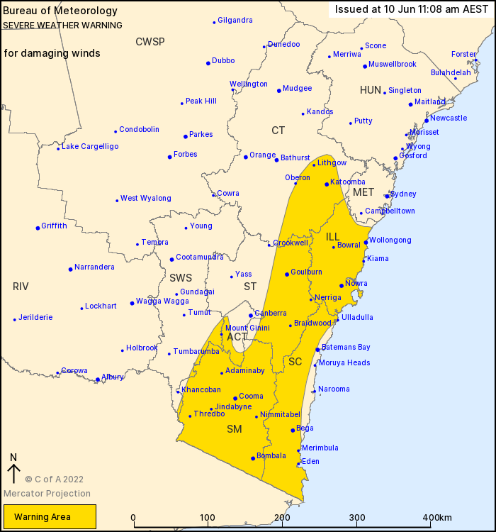 Weather warning map