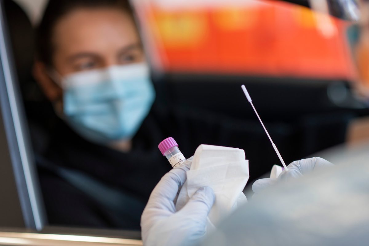 Woman getting a COVID test