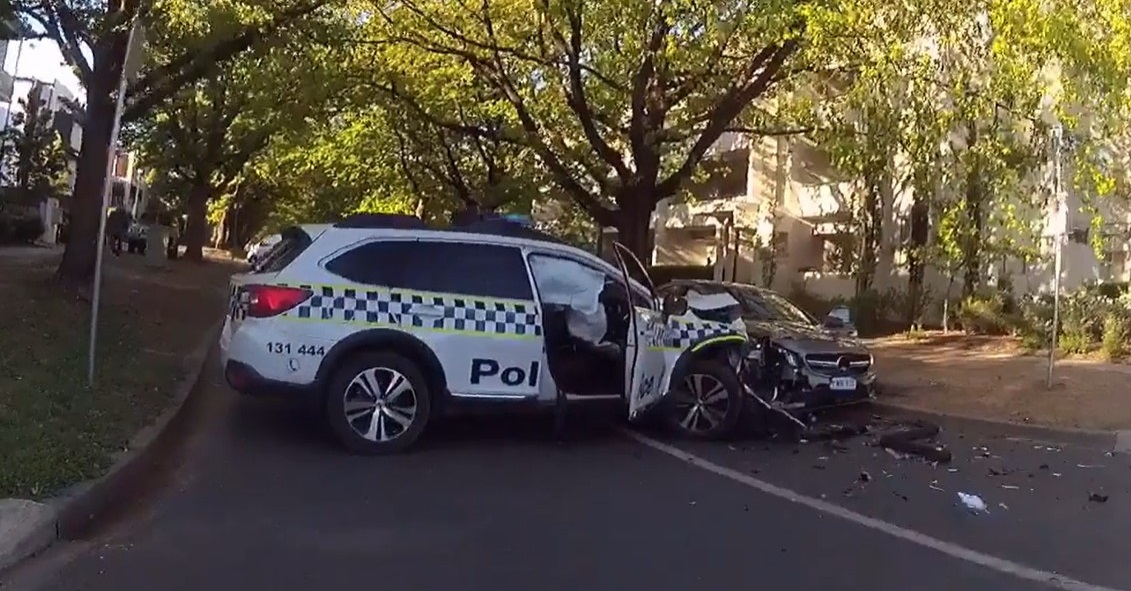 Collision with police car