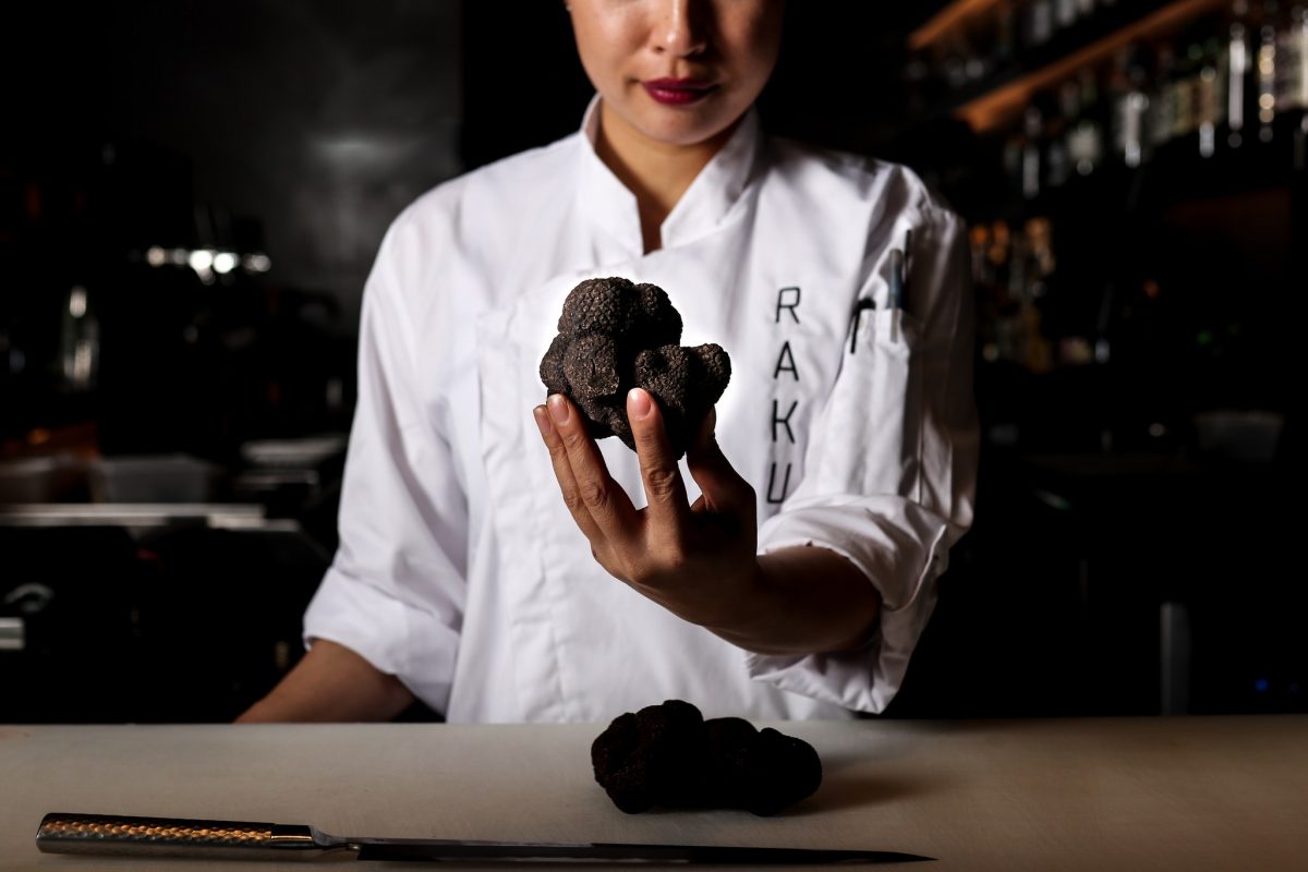 Woman holding a truffle