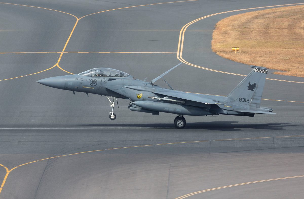 A Republic of Singapore Air Force Boeing F-15SG takes off from RAAF Darwin during PBK18.