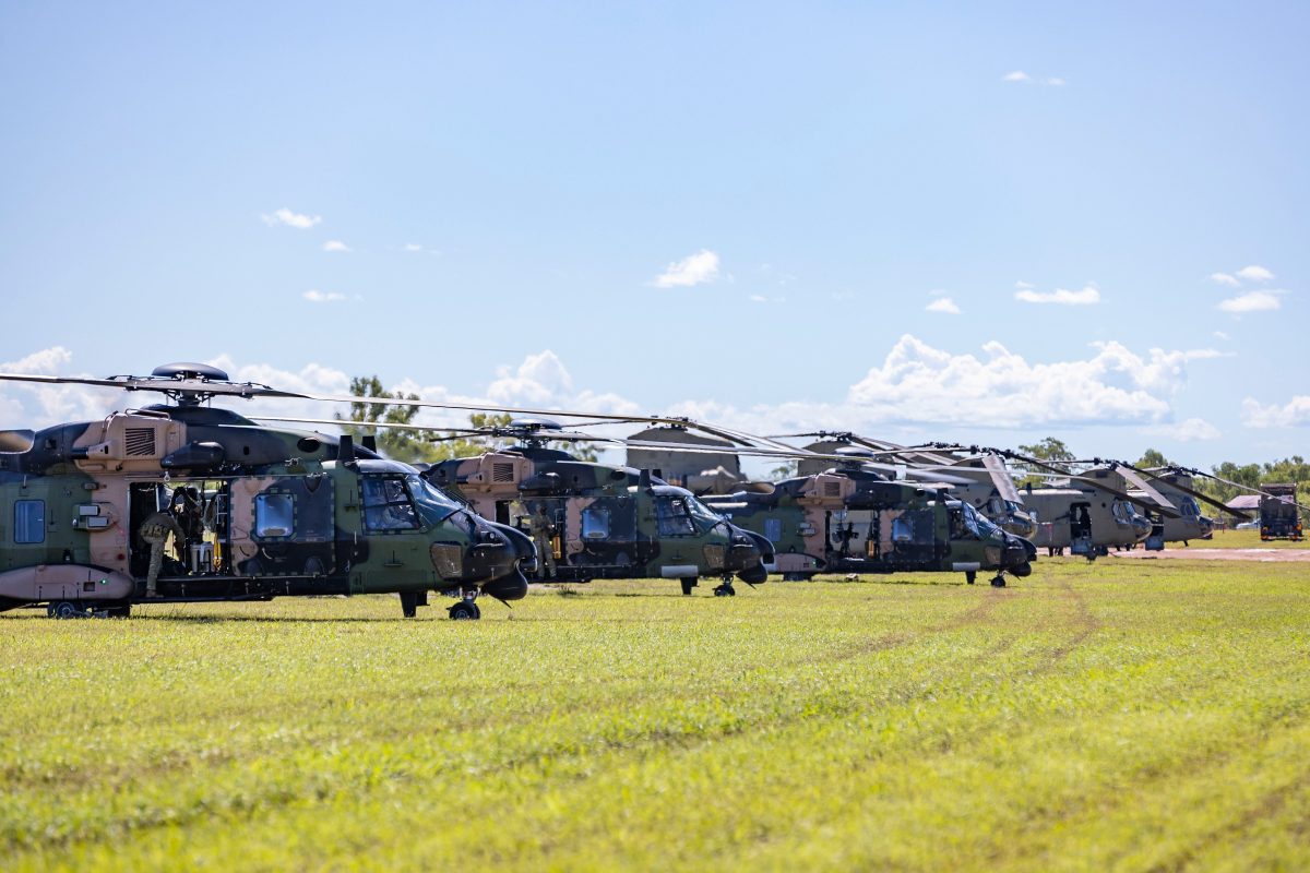 Australian Army MRH90 Taipan and CH-47F Chinook helicopters