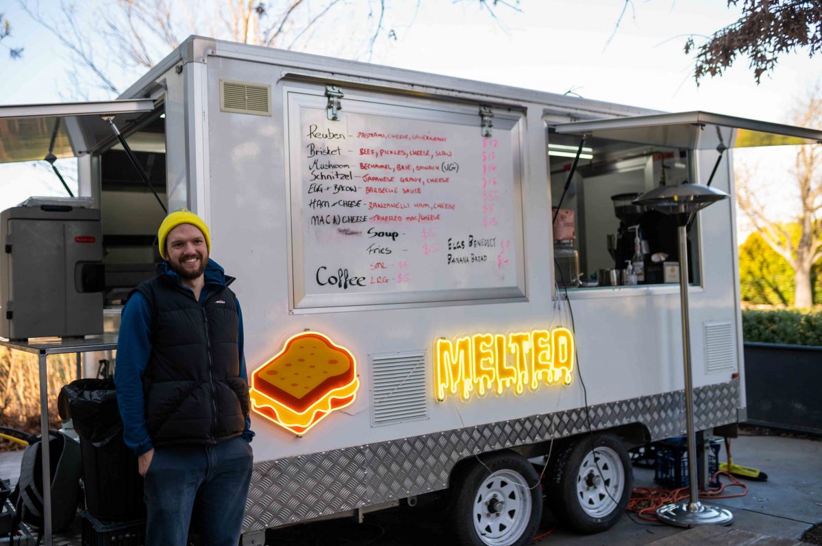 Man outside a food van