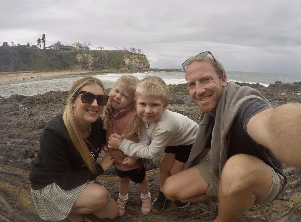 The Berg family at the beach