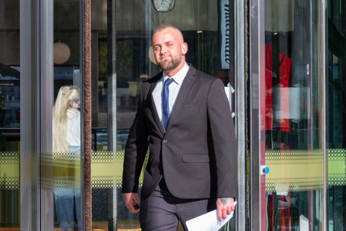 Man leaving court