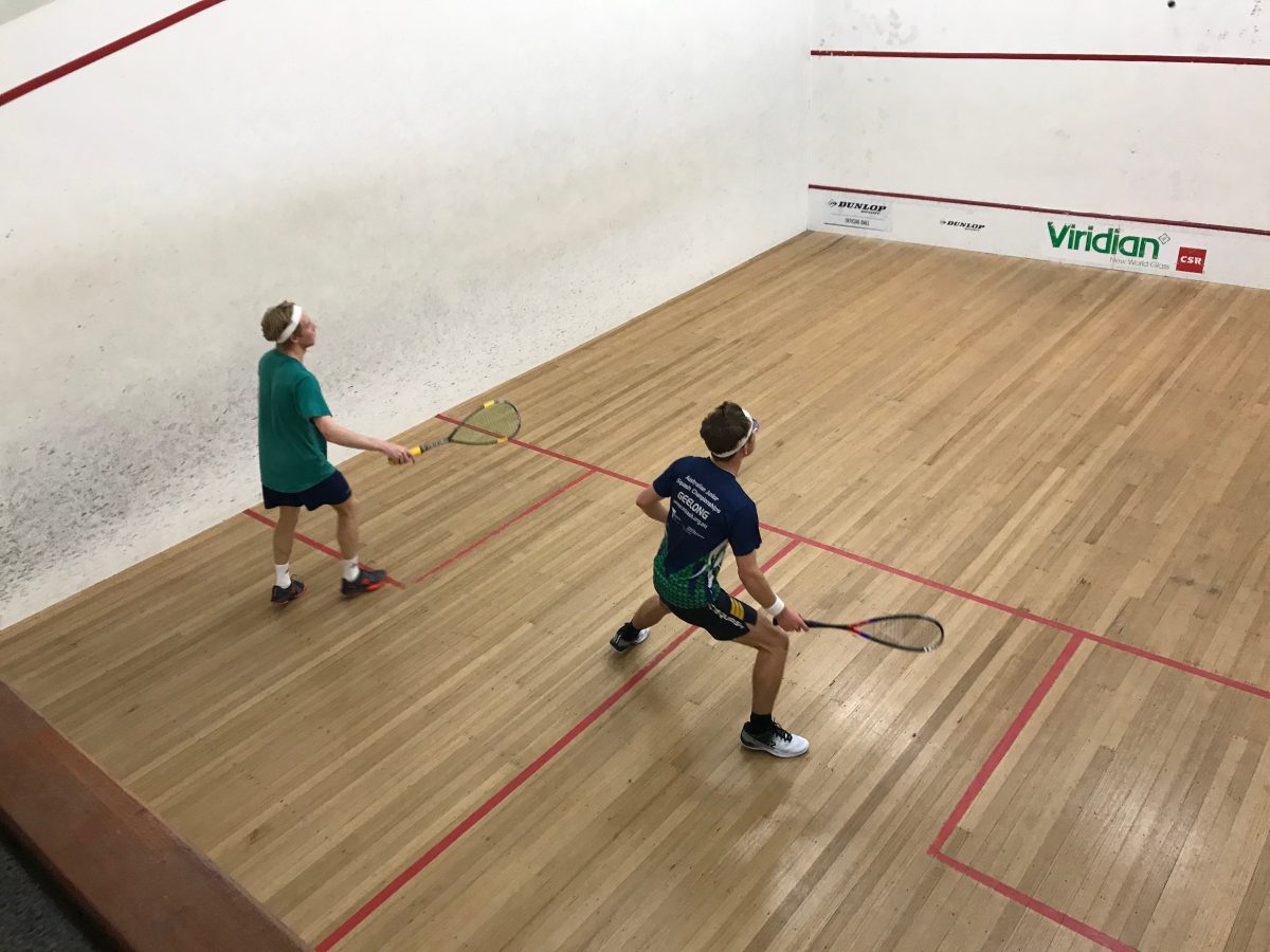 Squash in action.