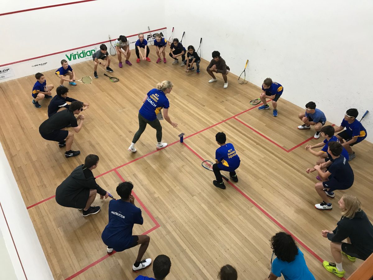 Squash ACT head coach Tayla Mounter putting players through drills. Photo supplied.