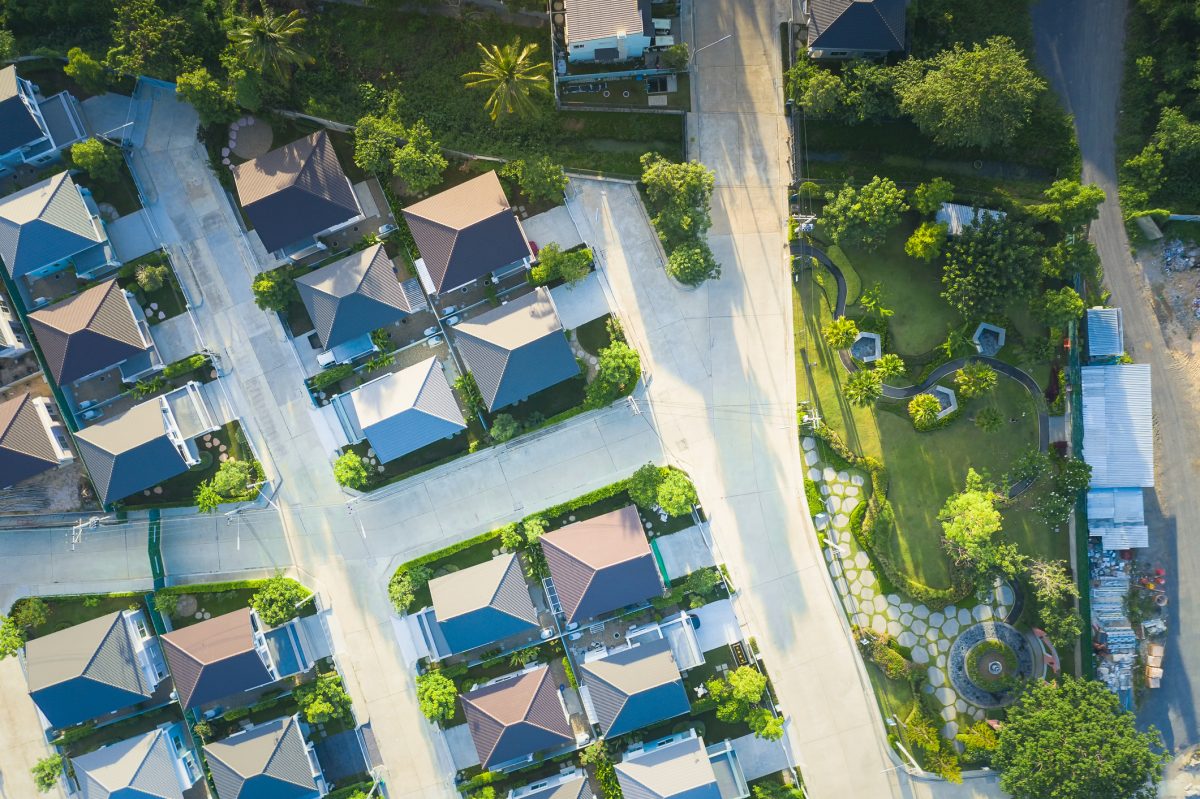 Aerial view of housing estate 