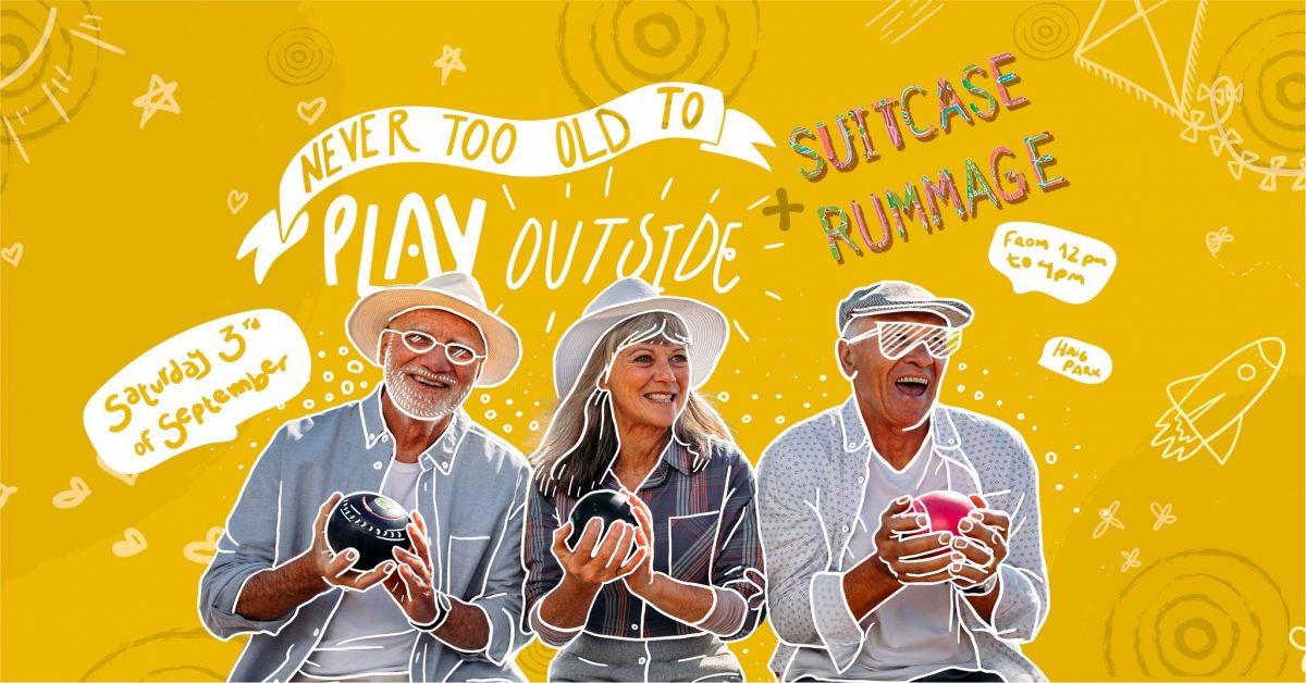 never too old to play outside event poster