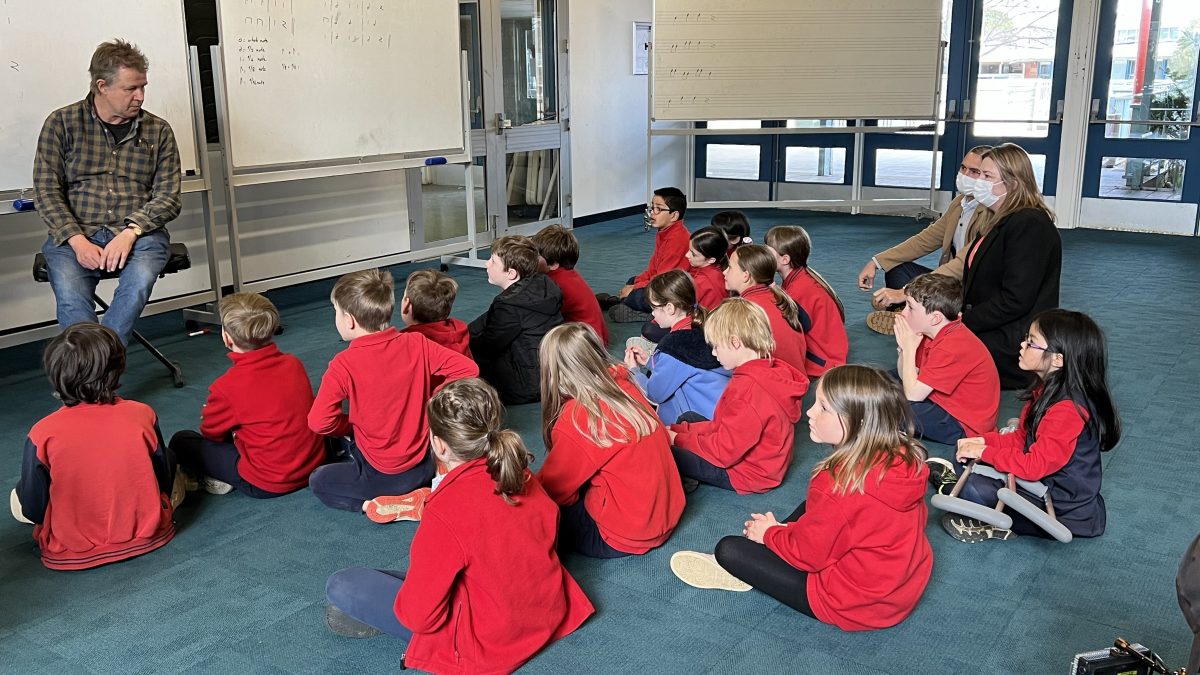 minister for education Yvette Berry and school students