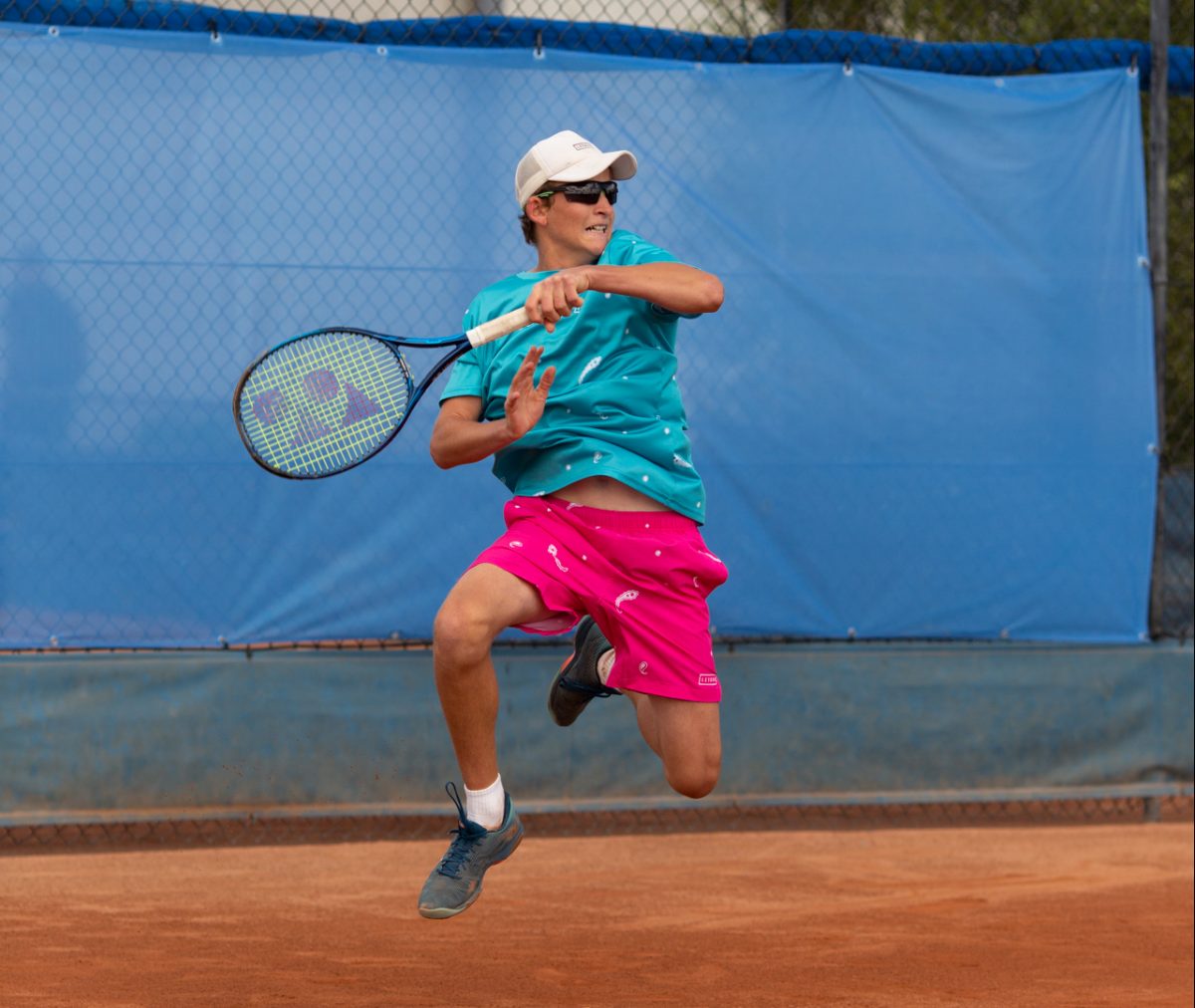 Junior tennis star Charlie Camus in action on the court