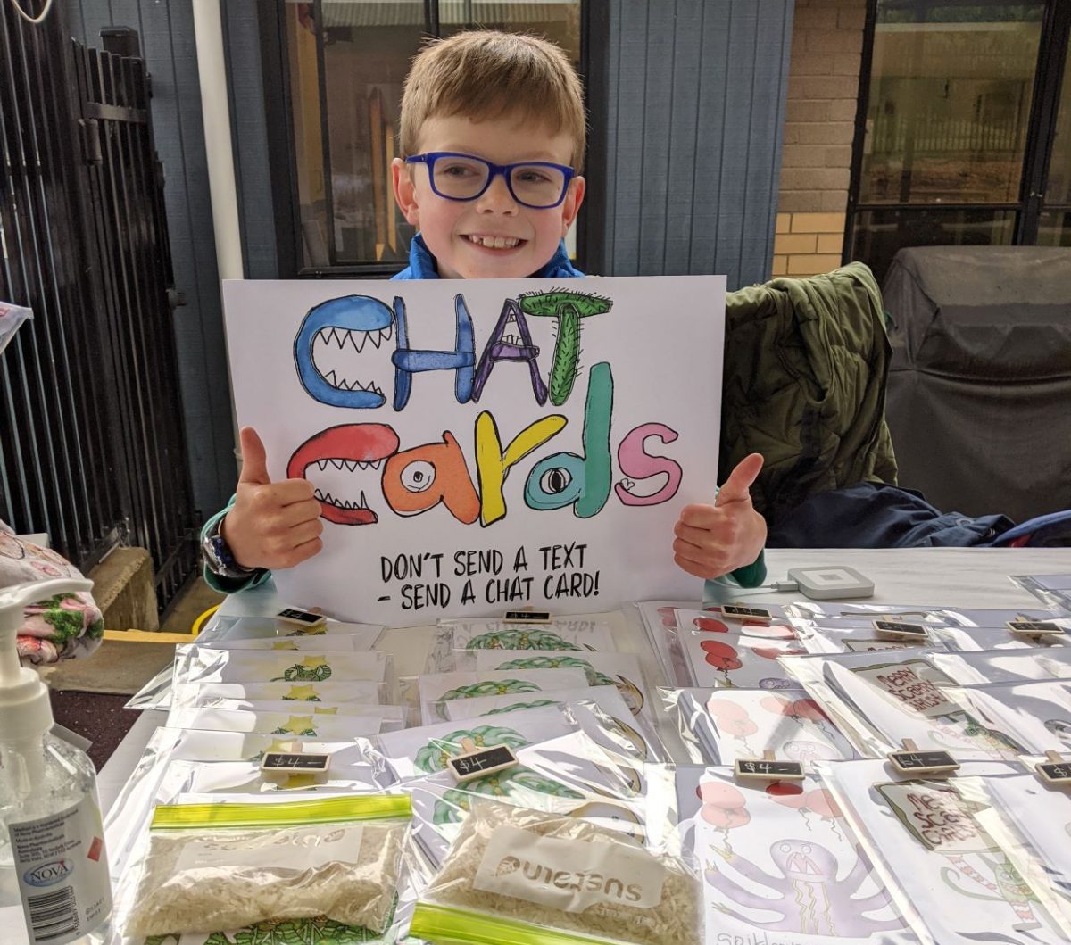 Young boy at a market stall