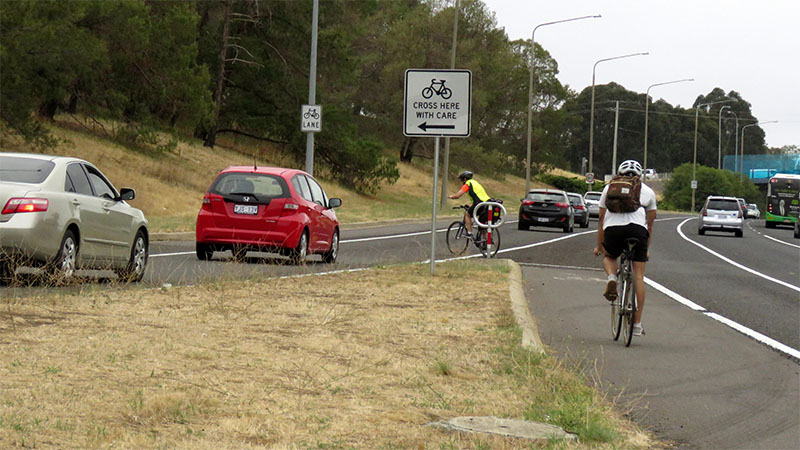 Cotter Road on road cycle lane