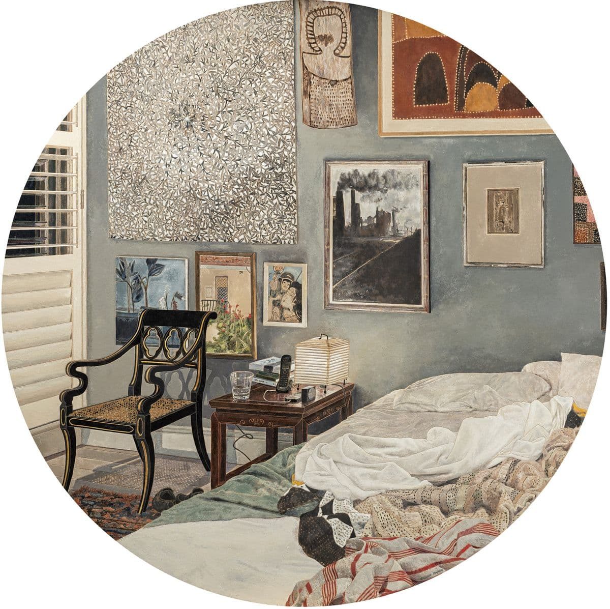 Cressida Campbell painting of a bedroom